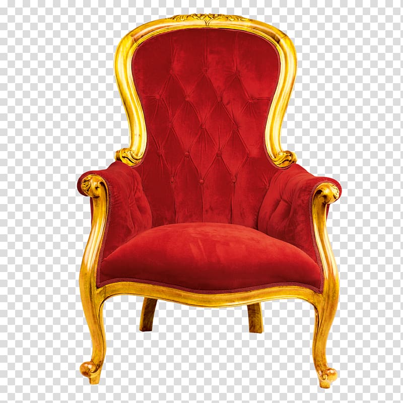 red armchair with wooden base illustration, Chair Throne, chair transparent background PNG clipart