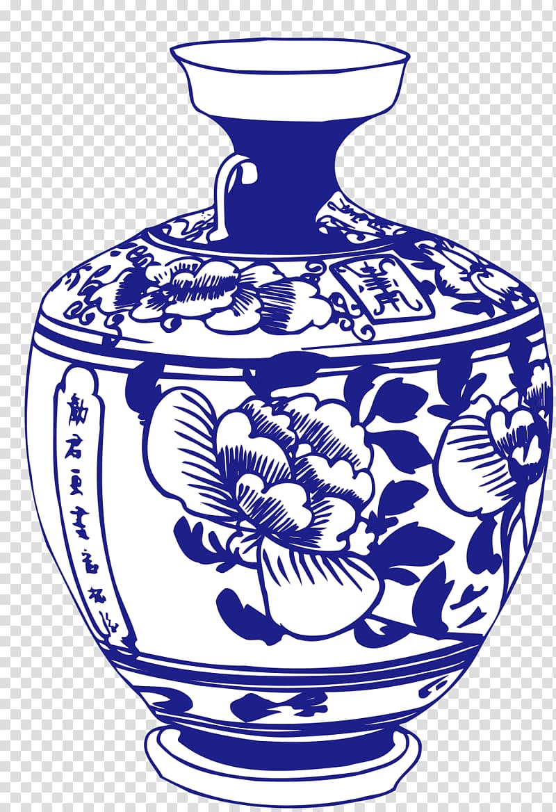 Porcelain Chinese ceramics Blue and white pottery , Classical jar transparent background PNG clipart