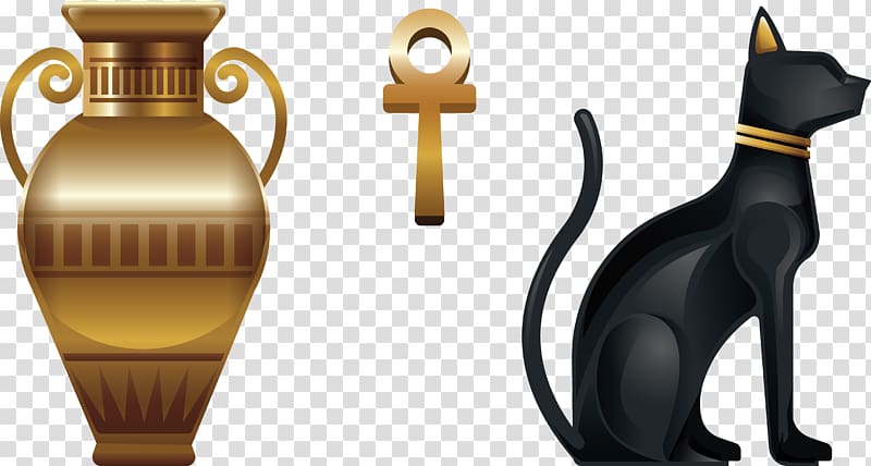 brown jar and black cat illustration, Ancient Egypt Culture, Egyptian specialties cat vase. transparent background PNG clipart