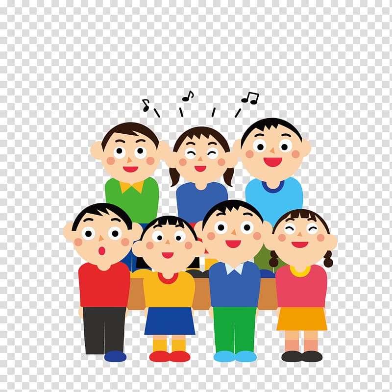 Singing Child Choir, material pattern to talk about school interest classes transparent background PNG clipart