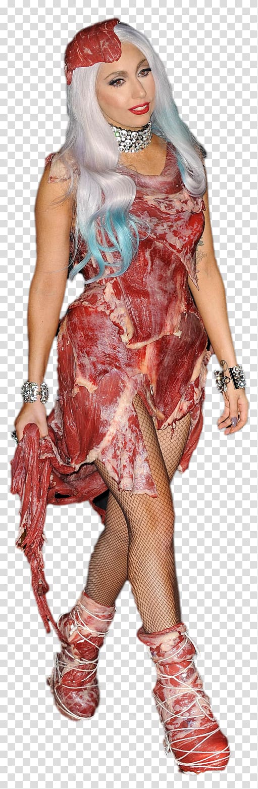 Lady Gaga's meat dress Flesh Costume, meat transparent background PNG clipart