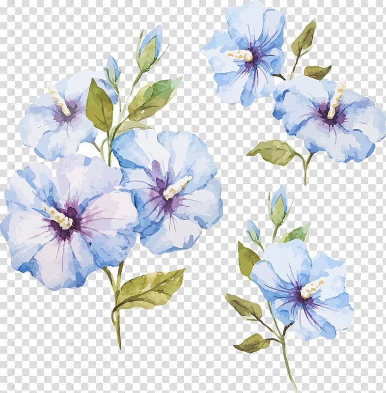 blue and purple flowers illustration, Watercolour Flowers Watercolor painting , flower transparent background PNG clipart