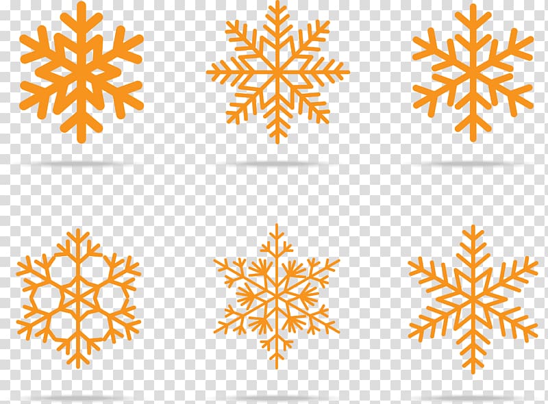 Snowflake Winter Pattern, Orange snowflakes transparent background PNG clipart