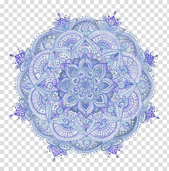 purple and gray floral , Mandala Watercolor painting Blue-green, others transparent background PNG clipart