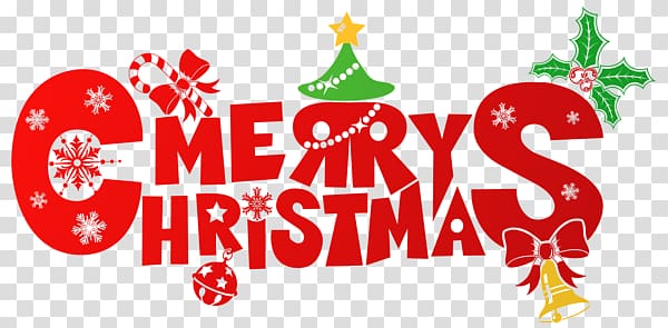 red merry christmas in english font transparent background PNG clipart
