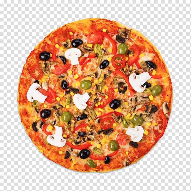 New York-style pizza Vegetarian cuisine Italian cuisine Ham, letinous edodes pizza transparent background PNG clipart