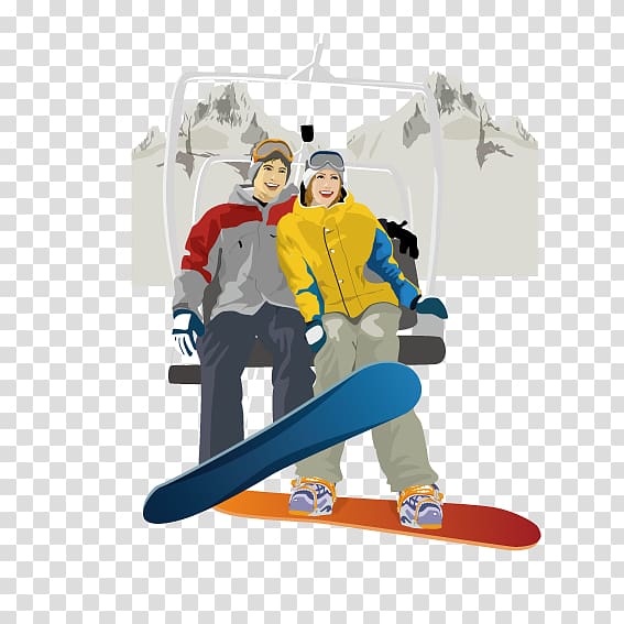 Skiing Computer file, Couple skiing transparent background PNG clipart