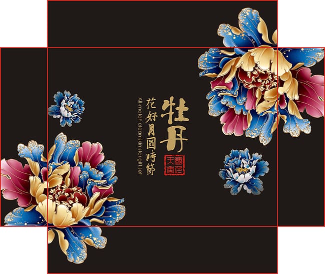 China Mooncake Paper Packaging and labeling, National flower transparent background PNG clipart