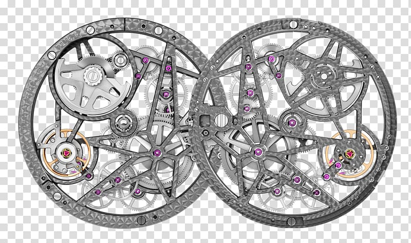 Roger Dubuis Skeleton watch Balance wheel Bicycle Wheels, Thickness on charcoal transparent background PNG clipart