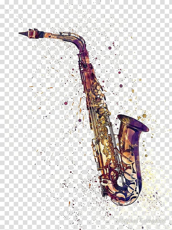 watercolor saxophone transparent background PNG clipart