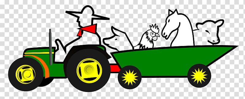 John Deere Ox Tractor Animal , Cartoon man driving pulled poultry transparent background PNG clipart