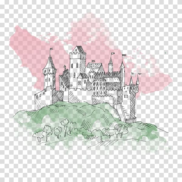 Castle Drawing Sketch, castle princess transparent background PNG clipart
