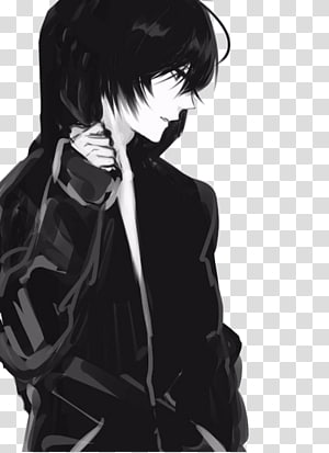 Anime boys, black-haired male character transparent background PNG clipart  | HiClipart