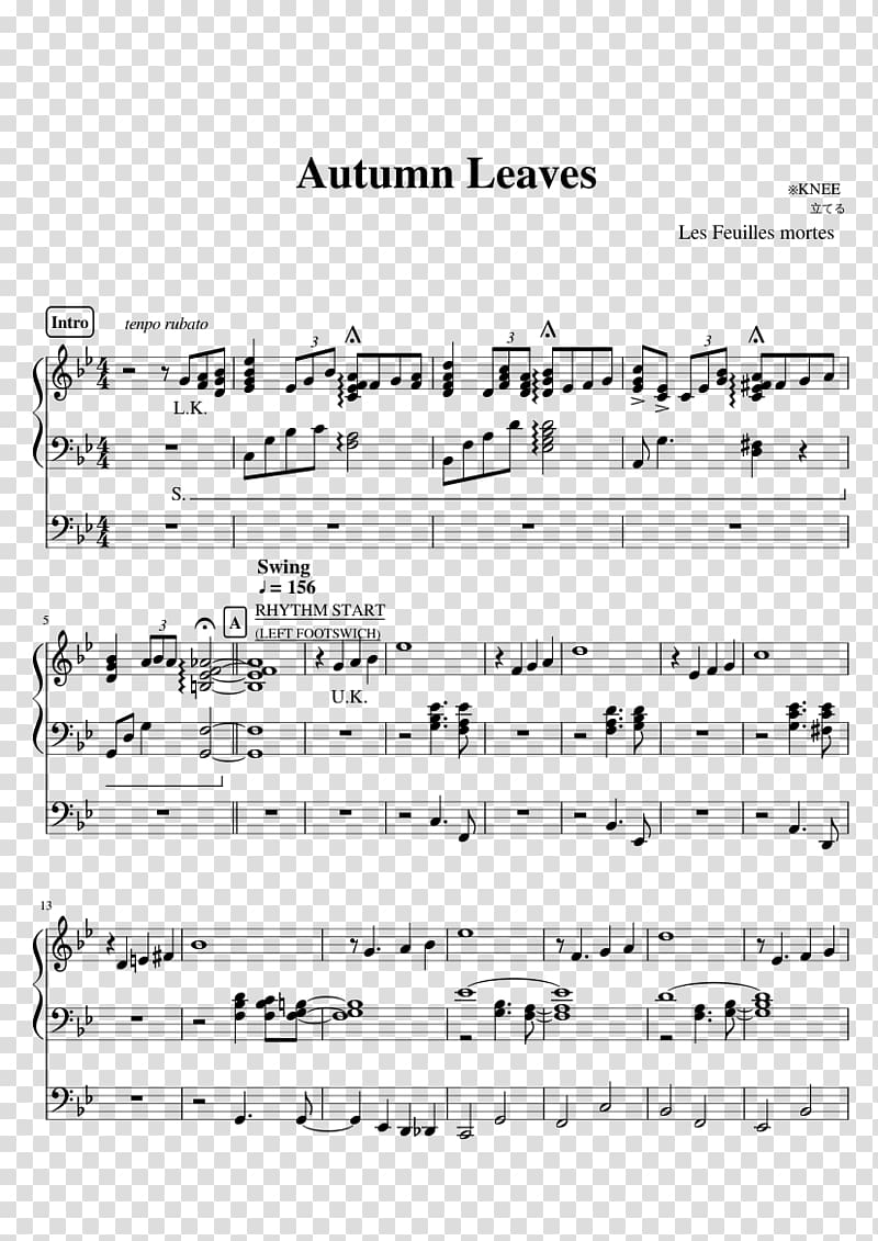 Sheet Music MuseScore Autumn Leaves Flute, sheet music transparent background PNG clipart