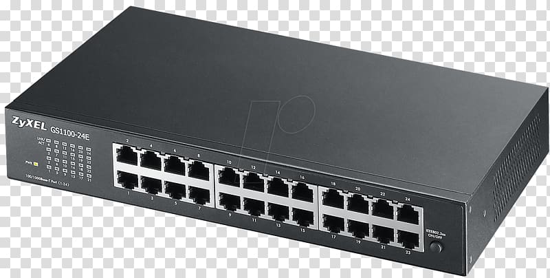 Gigabit Ethernet Network switch ZyXEL Port 19-inch rack, switch transparent background PNG clipart