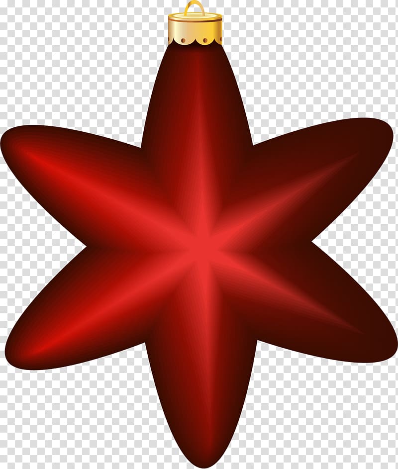 Christmas Ornament Red, Red Star ornaments transparent background PNG clipart