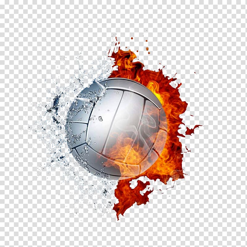 Fire and water volleyball transparent background PNG clipart