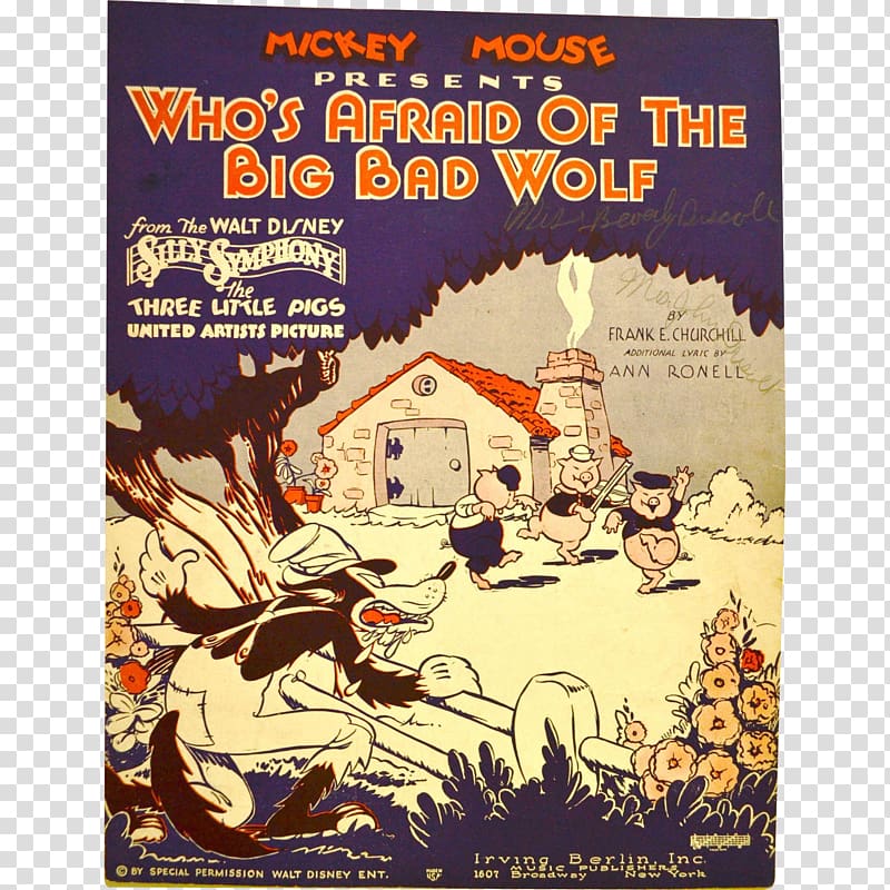 Mickey Mouse Who's Afraid of the Big Bad Wolf? Gray wolf The Walt Disney Company, mickey mouse transparent background PNG clipart