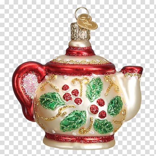 Christmas ornament Teapot Ceramic 0 Glass, hand painted glass transparent background PNG clipart