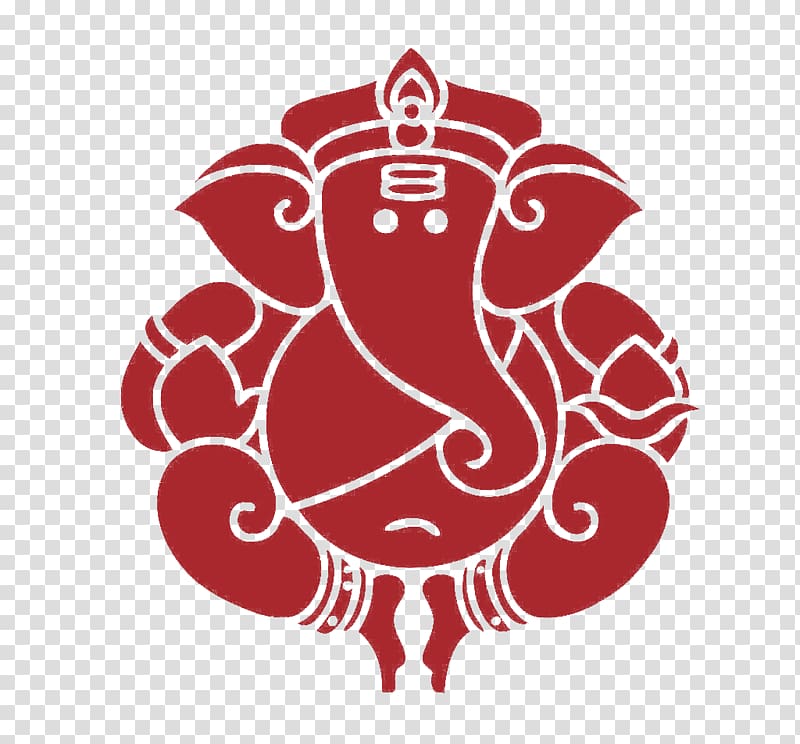 red elephant illustration, Ganesha Shiva Chintamani Temple, Theur Parvati Ganesh Chaturthi, Thai paper-cut elephant head,Logo material transparent background PNG clipart