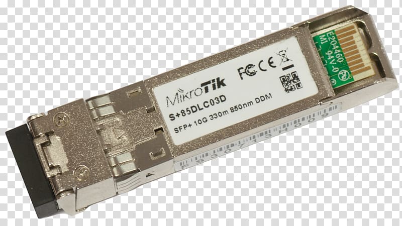 Small form-factor pluggable transceiver MikroTik 10 Gigabit Ethernet SFP+ Multi-mode optical fiber, mikrotik transparent background PNG clipart