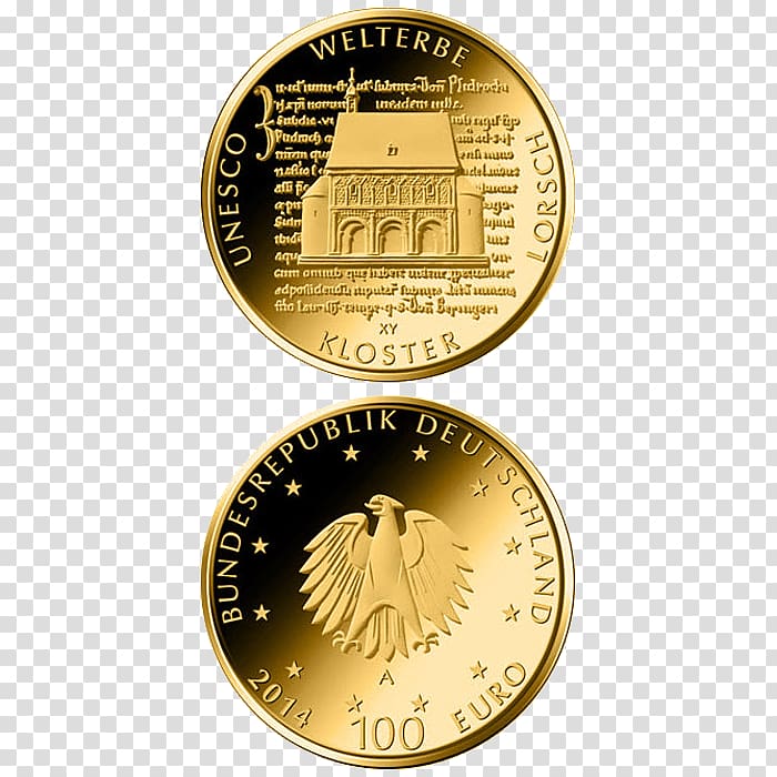 Lorsch Abbey Coin 100 euro note Gold, swedish currency us chart transparent background PNG clipart