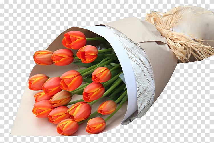 Tulip Cut flowers Flower bouquet, Orange tulip bouquet transparent background PNG clipart