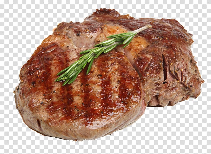 Beefsteak Barbecue Ribs Rib eye steak, grilled shrimp transparent background PNG clipart