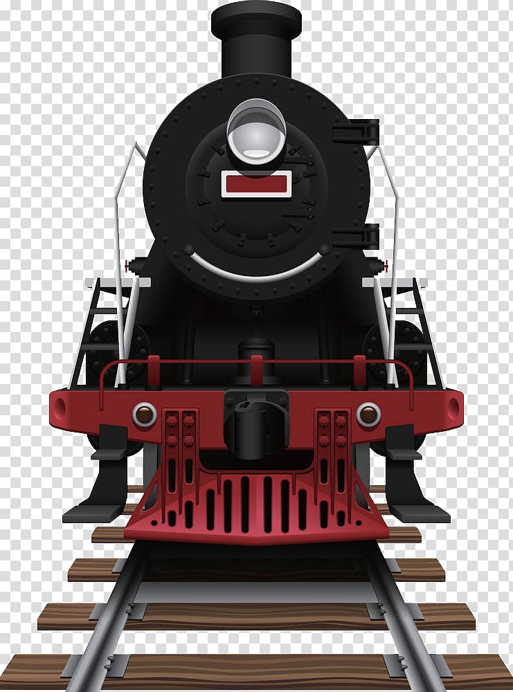 black and red train , Train Rail transport Steam locomotive Illustration, Vintage train head transparent background PNG clipart