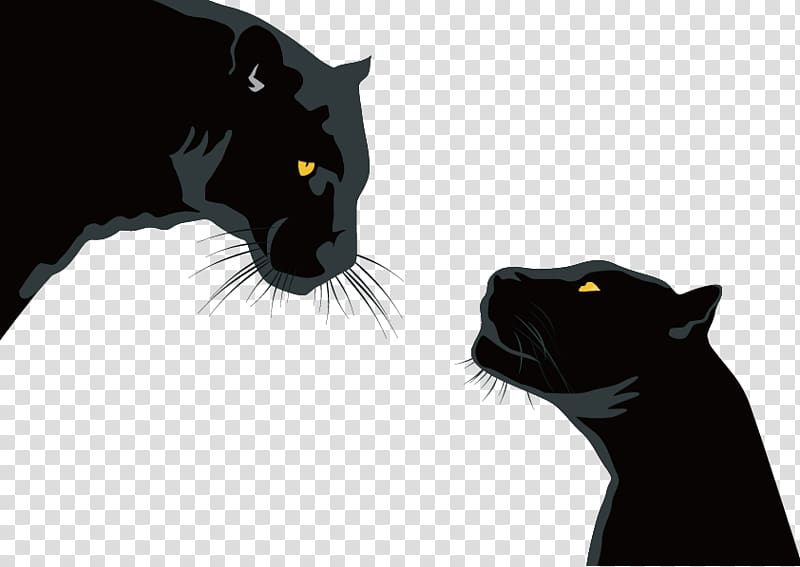 two black panthers facing each other illustration, Black panther Black cat Leopard Cougar Jaguar, leopard transparent background PNG clipart