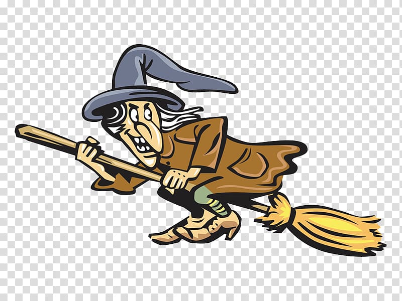 Witch With A Broom Hag Illustration, Flying witch riding a broom old transparent background PNG clipart