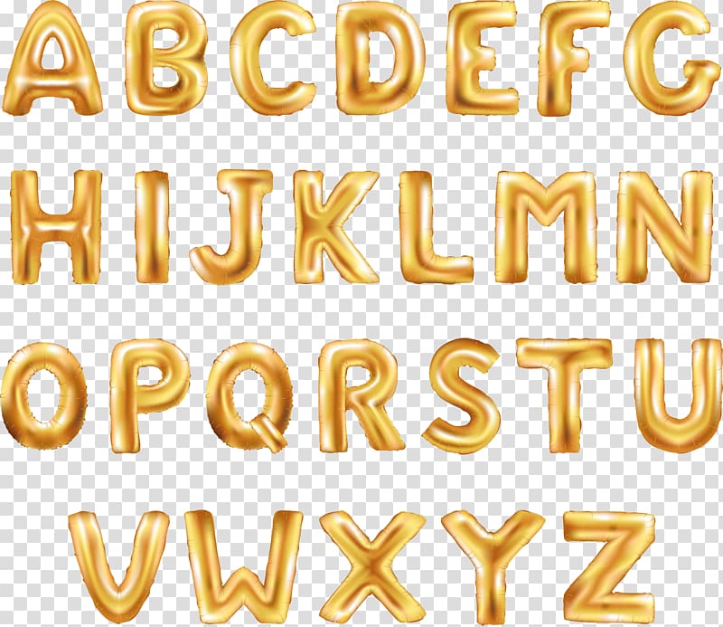 Balloon Letter Font, Golden Balloon Word Word, gold alphabet mylar balloon lot transparent background PNG clipart