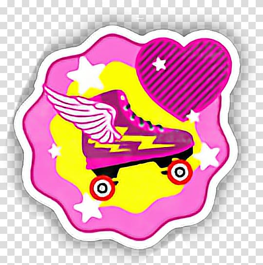 pink and white roller stake with wing artwork, Sticker Patín Decal Drawing, sou luna transparent background PNG clipart