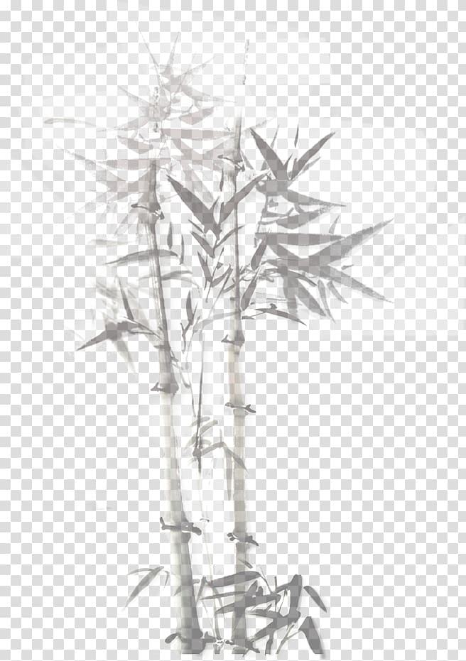 Bamboo Ink wash painting, Bamboo transparent background PNG clipart