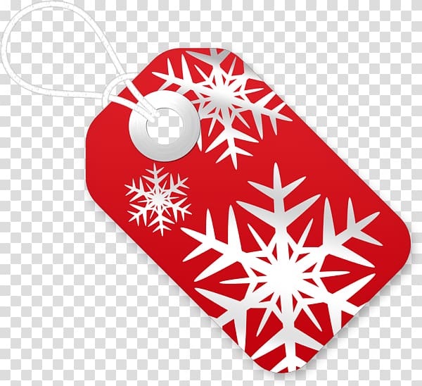 Christmas Gift Snowflake , Red snowflake tag transparent background PNG clipart