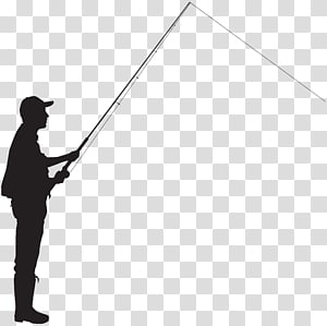 Silhouette of man holding fishing rod, Fishing tackle Silhouette Angling  Walleye, fishing pole transparent background PNG clipart