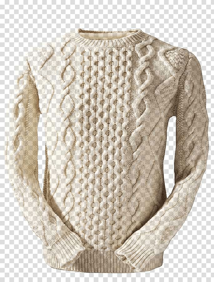 Sweater Aran Islands Sleeve Aran jumper Wool, Button transparent background PNG clipart