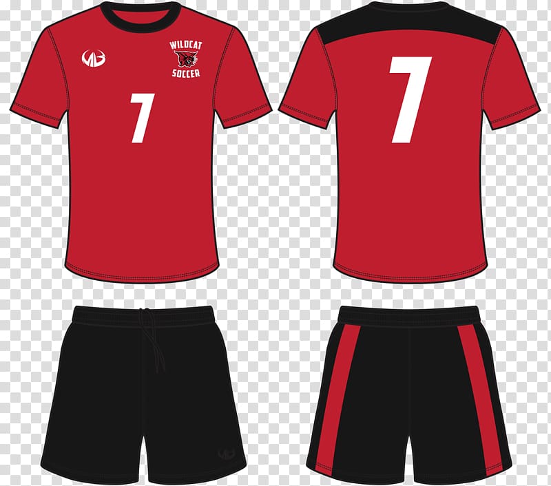 red-and-black 7 jersey with short , T-shirt Jersey Kit Uniform Clothing, JERSEY transparent background PNG clipart