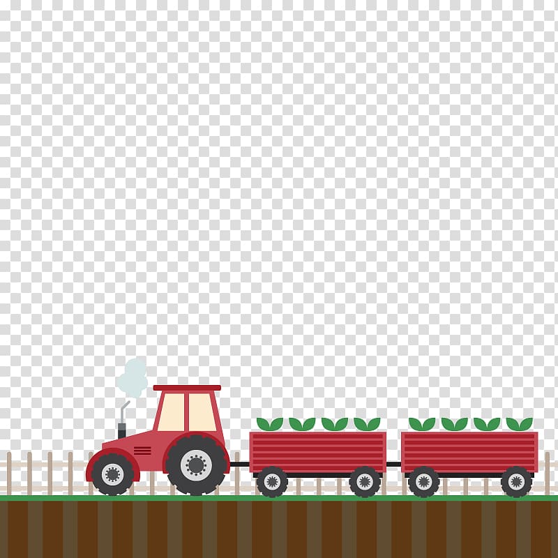 red truck with trailers illustration, Agriculture Farmer Tractor, tractor transparent background PNG clipart