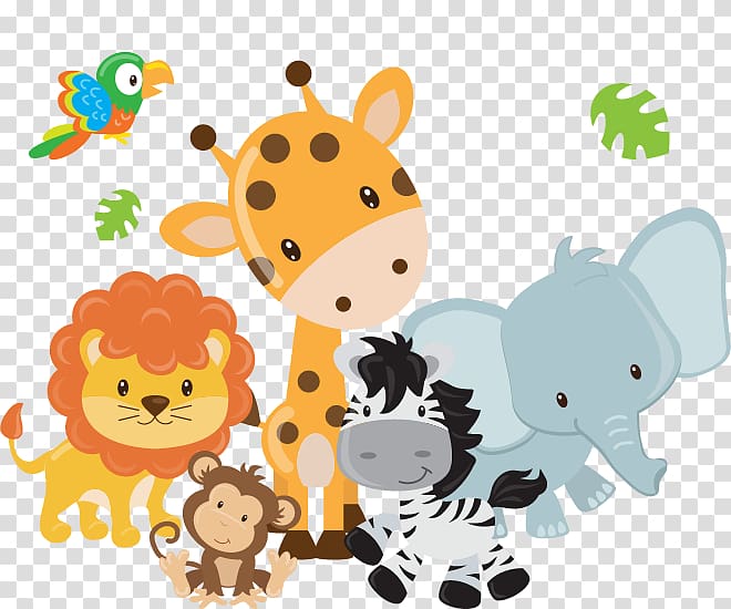 elephant, zebra, monkey, giraffe, and lion , Safari Elephant , safari transparent background PNG clipart