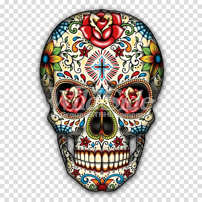 Calavera T-shirt Mexican cuisine Day of the Dead Skull, T-shirt transparent background PNG clipart