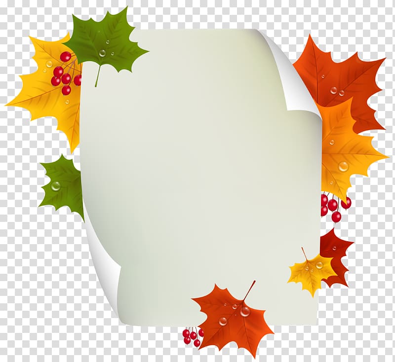 assorted-color leaves illustration, Autumn , Autumn Blank Page Decor transparent background PNG clipart