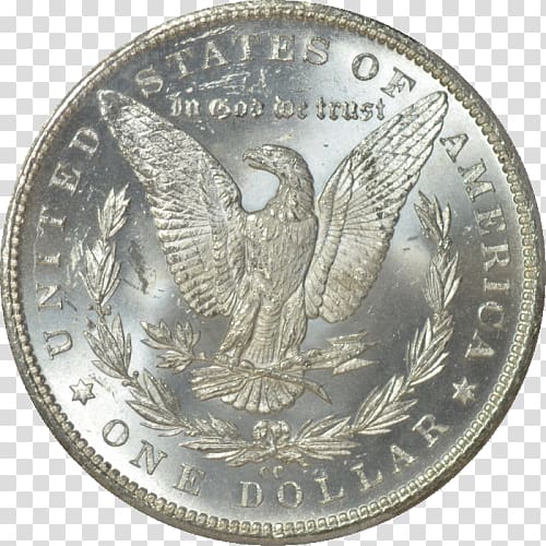 Coin Morgan dollar Silver Quarter United States Dollar, silver dollar eucalyptus transparent background PNG clipart