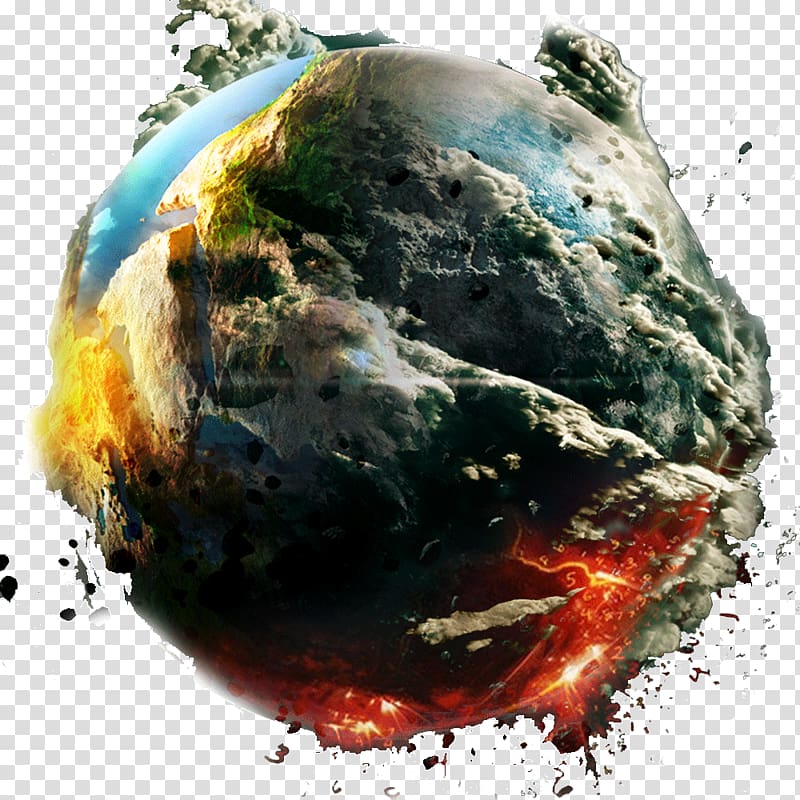 planet earth with explosions , Earth Meteorite Impact event Asteroid Kinetic energy, Meteorite crashes to Earth transparent background PNG clipart