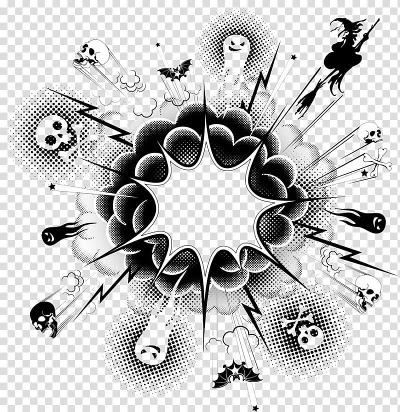 black and white explosion art, Explosion pattern transparent background PNG clipart