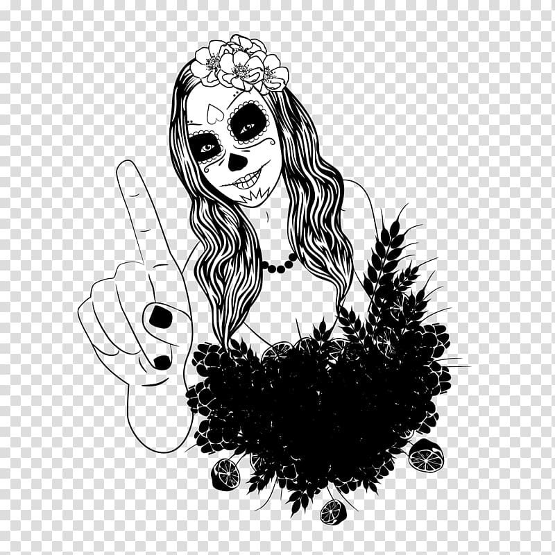 Drawing Fashion illustration Visual arts, mexican painted skull banner transparent background PNG clipart