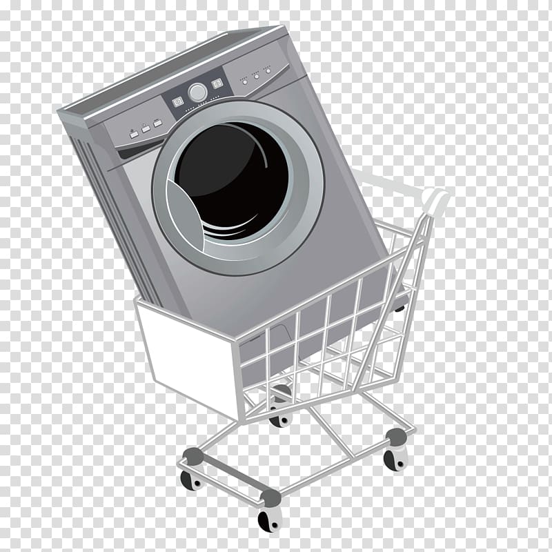 Shopping cart illustration, washing machine transparent background PNG clipart