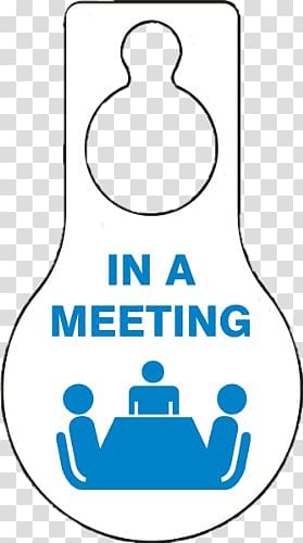 white and blue in a meeting illustration, In A Meeting Doorhanger transparent background PNG clipart