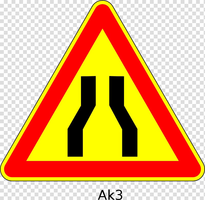 Panneau d\'annonce de chaussée rétrécie en France danger road sign in France Panneau de signalisation d\'arrêt et de stationnement interdits en France Traffic sign Panneau de signalisation routière temporaire en France, \'ak\' transparent background PNG clipart