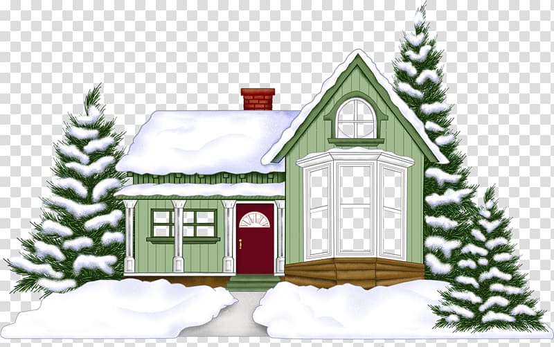 Christmas card House Home New Year, Building Green Christmas transparent background PNG clipart